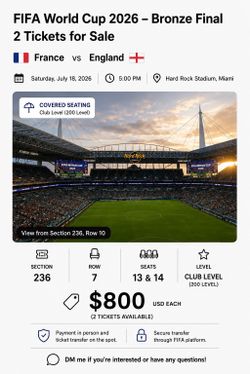 World Cup Bronze Match France vs England