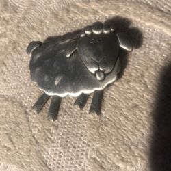 Vintage Lamb Pin, signed JJ, pewter $11.99