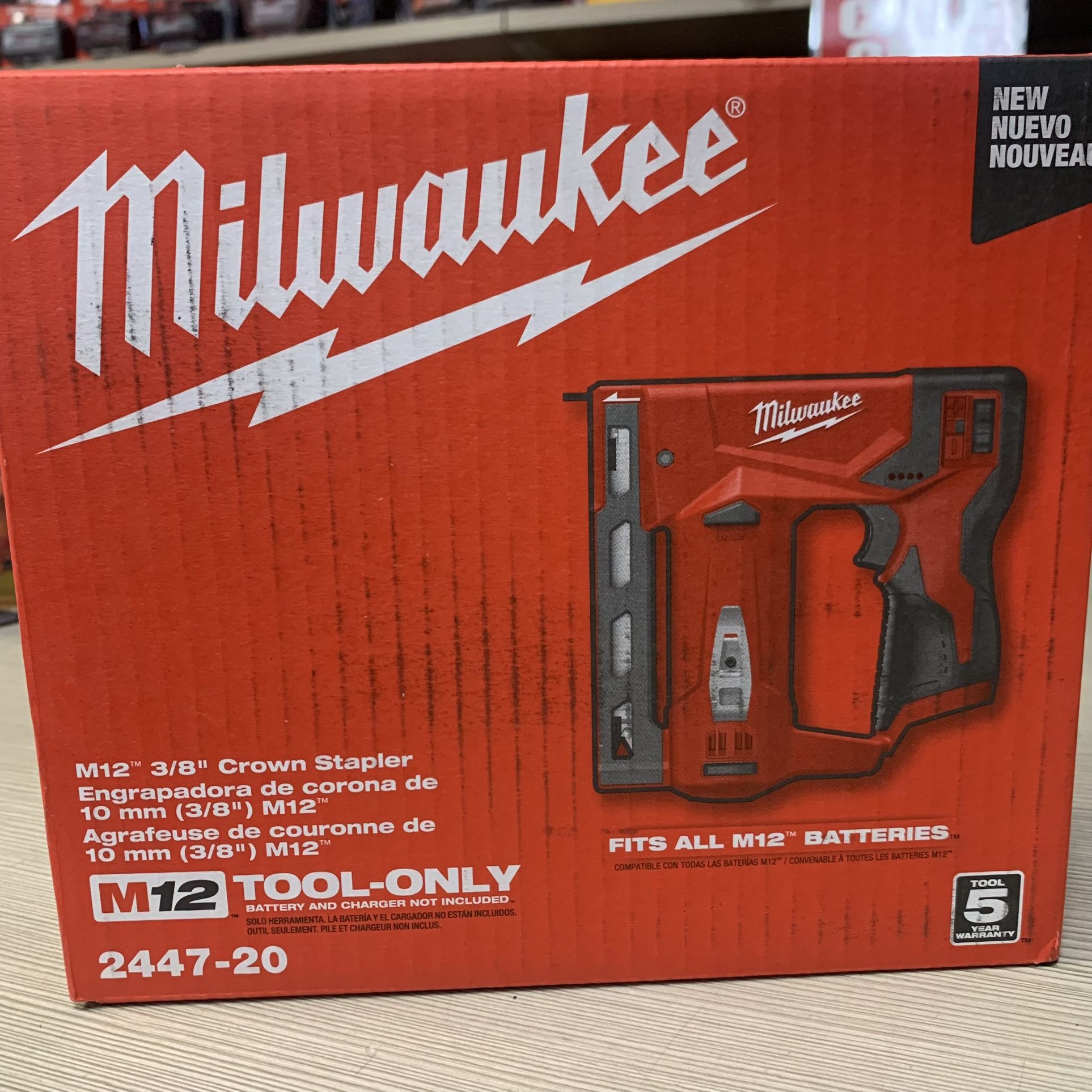 Milwaukee New 3/8” Crown Stapler M12