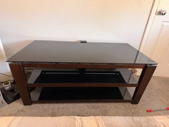 3-Tier TV Stand with Black Glass Shelves