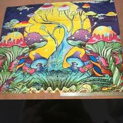 New Fabric Tapestry Neon Hippie Hippy Mushroom Room Decor