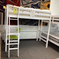 Twin Wood Loft Bed With Table $199.99