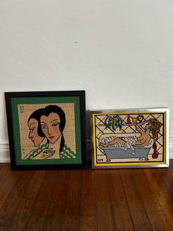 Pair of Framed Needlepoint Art Pieces