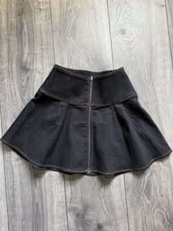 Dana Pleat Skirt in Dark Wash