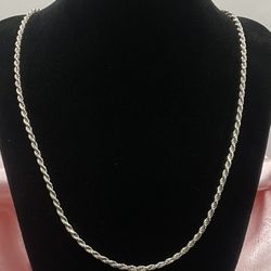 Sterling Silver Diamond Cut Rope 24” 3mm Necklace