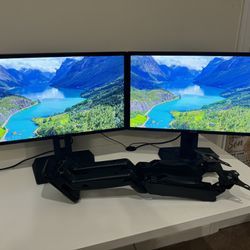 Two Asus 24” 75Hz 1080p Monitors VG245H With Dual Wall Mount