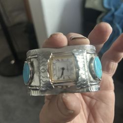 Silver And Turquoise Watch Bracelet