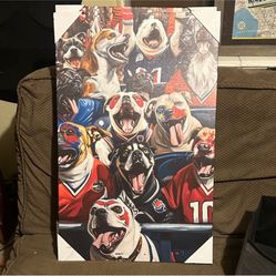 BNWT 18” X 28” Dogs With Jerseys Canvas