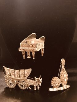 (3) Brooches Baby Grand Piano, Horse and Buggy and Bowling (1 for $12 or 3 for $30
