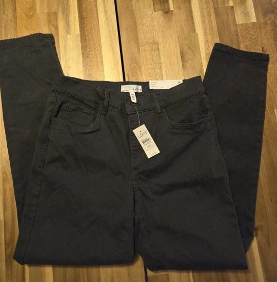 NWT Ann Taylor Loft Charcoal Skinny Mid Rise Jeans Size 26 $79.95 Tag