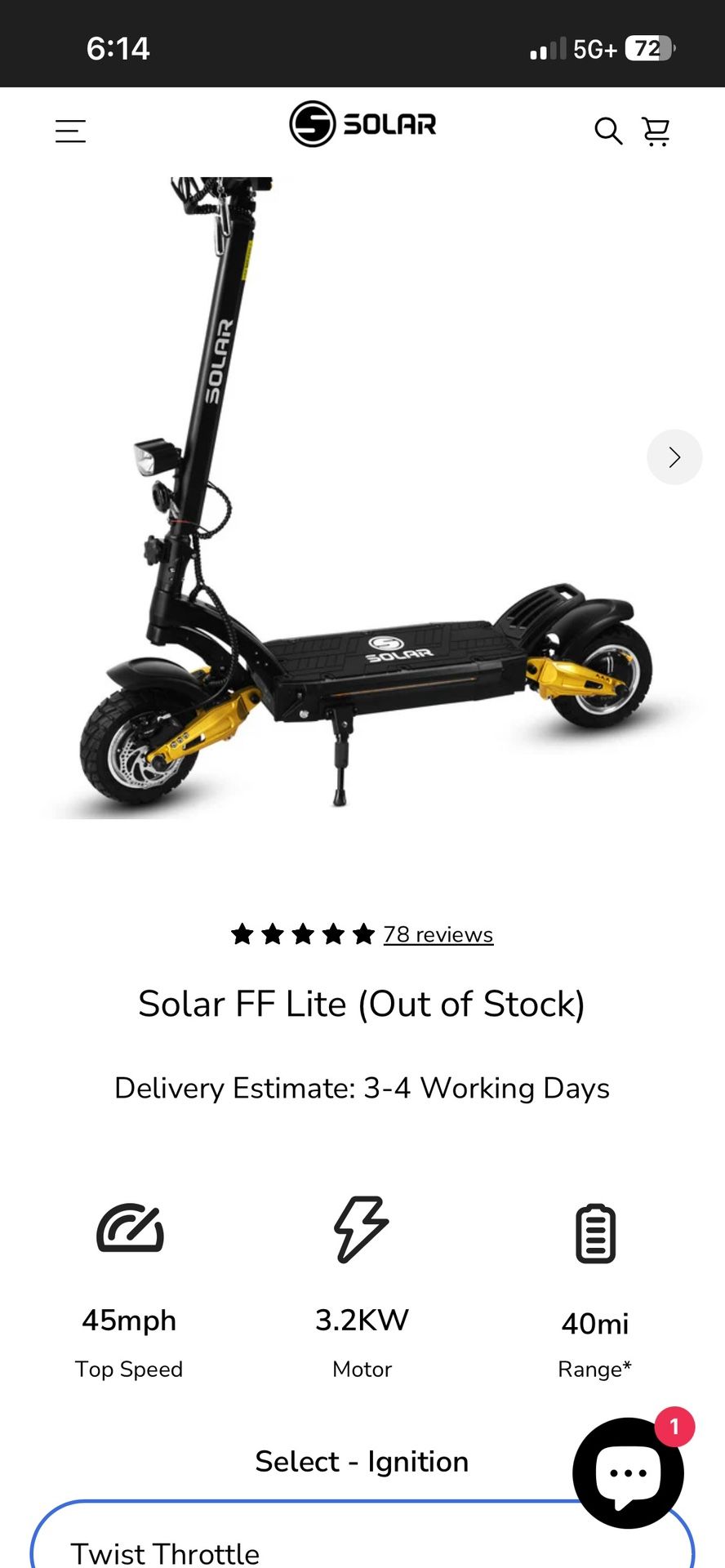 Solar Scooter Very Fast 45 Mph
