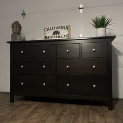 Solid Wood 8-Drawer IKEA Dresser w/ Silver Knobs | Pottery Barn Style