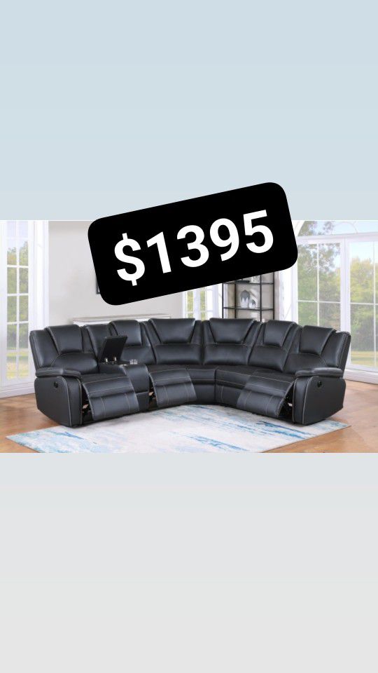 Manual Black Reclining Sectional On Sale 