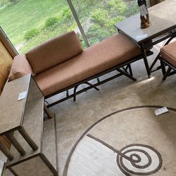 Indoor/Outdoor Couch w/ End Table & Shelf