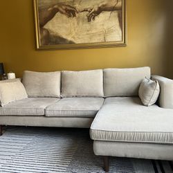Beige 84” Sectional with Reversible Chaise