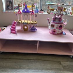 Pink Rolling Shelf With Storage-great for playroom