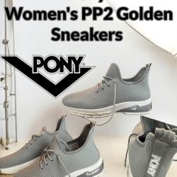 Pony Women's PP2 Golden Knit Mesh Sneakers Size 9 (Gray) 