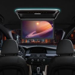14 Inch Car Overhead Player, Wide HD Car Roof Mount Monitor Built-in Stereo Speakers, Overhead Flip Down Car Monitor Support HDMI USB Input