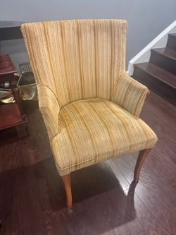 Vintage Upholstered Armchair with Wood Legs
