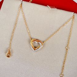 Love Three-Colored Ring Set with Diamonds Necklace