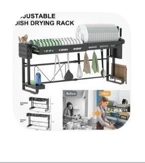 Over the Sink Dish Drying Rack Adjustable Large Drainer Kitchen Shelf...