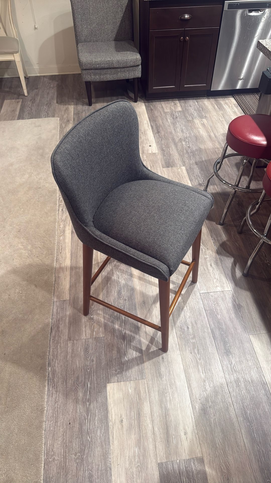 Modern Gray Bar Stool – Wood Frame