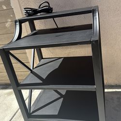 Black Metal nightstand / end table/ mini desk / with integrated power and usb