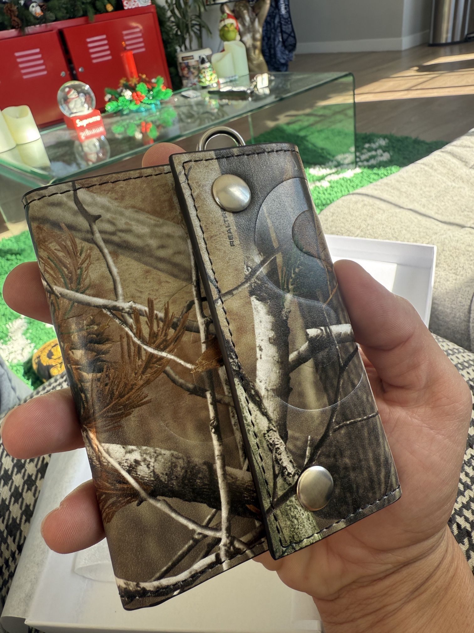 New Supreme Real Tree Leather Chain Wallet