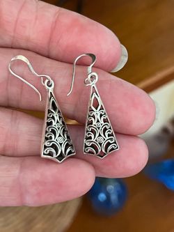 Vintage Sterling Silver Filigree Dangle Earrings