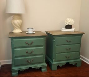 Pair of Beautiful Green Nightstands