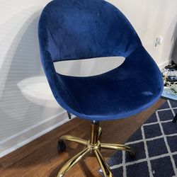 Blue Velvet Rolling Chair