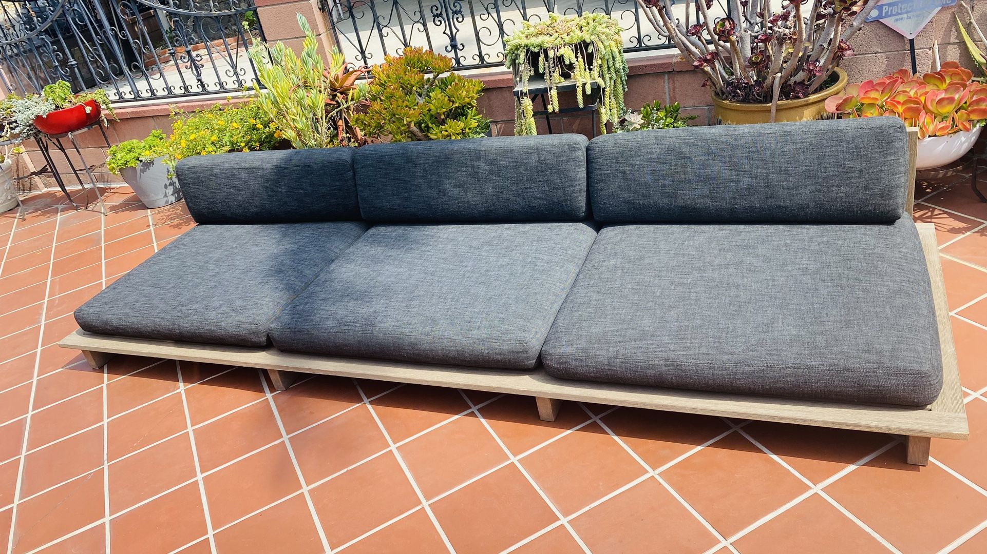 Wood Armless Sofa (Outdoor)