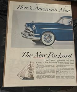 vintage 1953 color advertisement for Packard motor car company