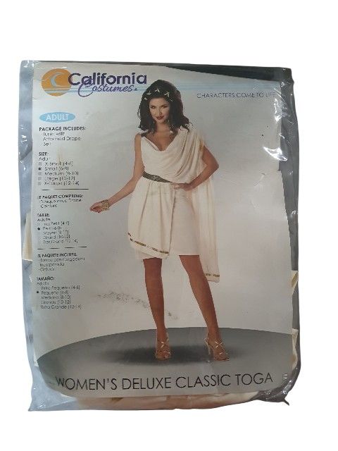 Roman Empress Adult Woman's Halloween Costume. Size Small.  *Tunic With Attached Drape *Belt. 