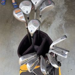 Golf bag with clubs