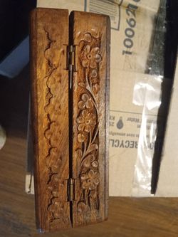Solid Wood Hand Carved Vintage Collectors Box