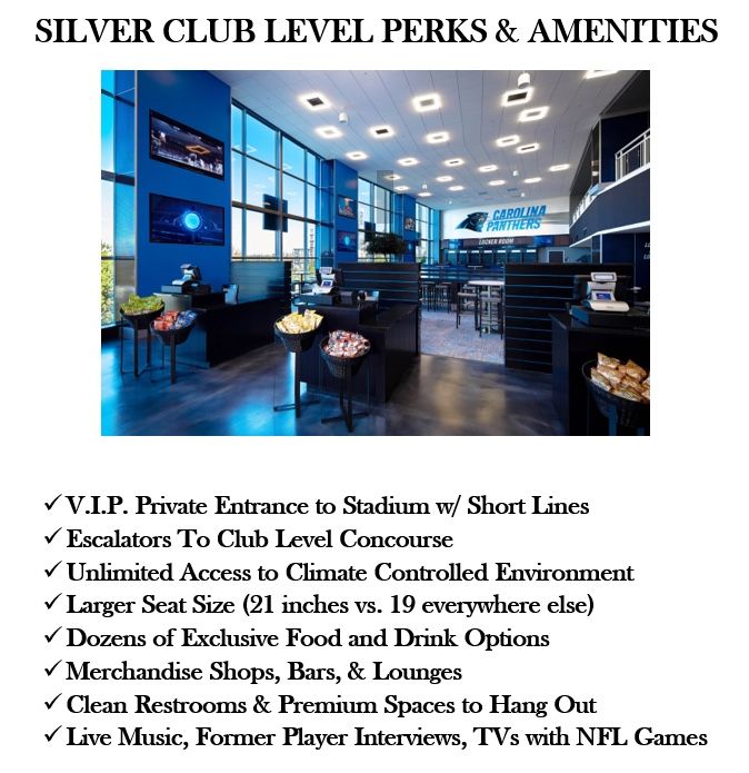 Carolina Panthers Club Level Seats Tickets NFL 2023!!!