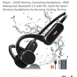 Bone Conduction Headphones with Built-in MP3 Player - 32GB Memory, Swimming Headphone - IP68 Waterproof, Bluetooth 5.3 with Mic, Open Ear Sport Wirele