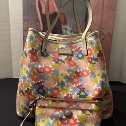 Coach SET! City Floral City Tote W/ Wristlet~EUC~ #28908
