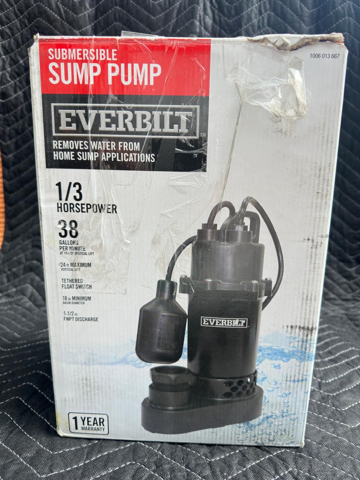 Everbilt 1/3 HP Aluminum Submersible Sump Pump Vertical Switch