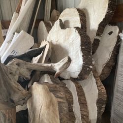 Birdseye Maple Live Edge Slabs and Rootball Bases For Making Tables, Etc.