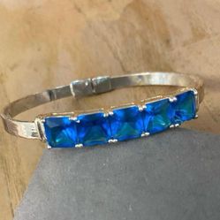 Pulsera Stainless Caña Piedras Azul Joyería Antigua 