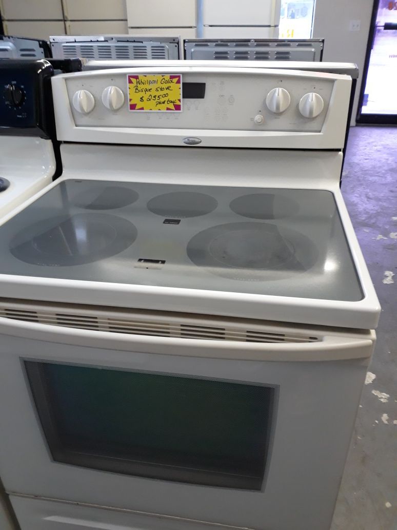 Whirlpool Gold Cream Colored Glass top STOVE-60 day warranty