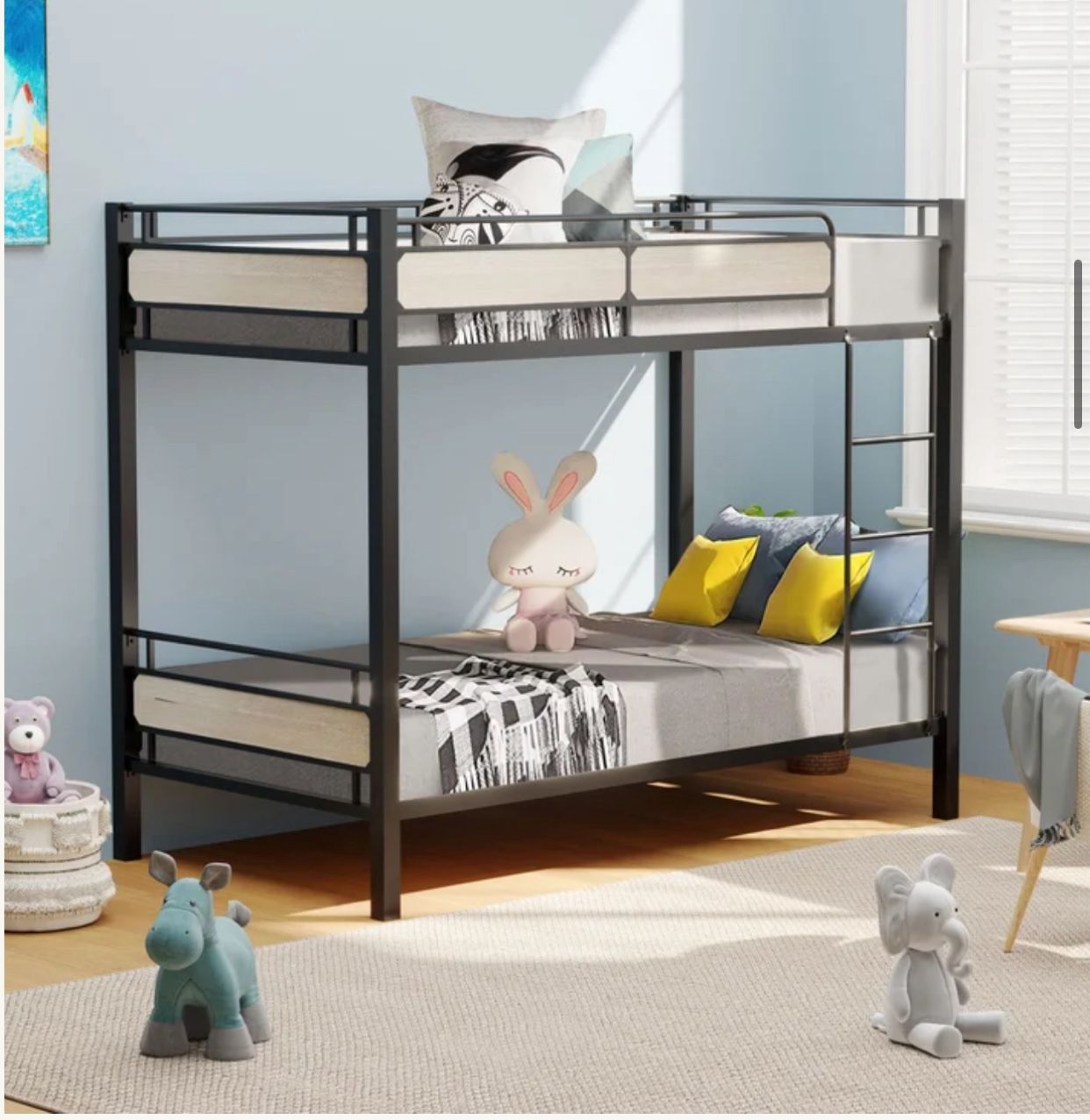 Beige Twin Bunk Bed