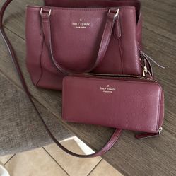 Kate Spade Burgundy Bag W Wallet 