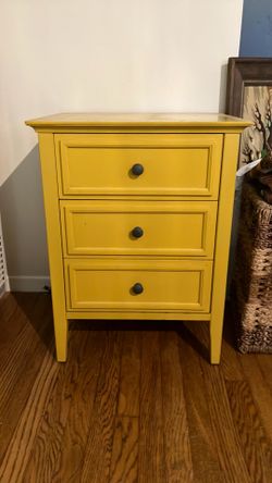 Yellow 3 drawer nightstand