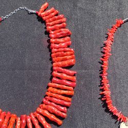 Red coral 🪸 Necklace and chocker with sterling $70