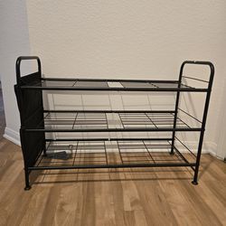 3 tier black metal shoe rack