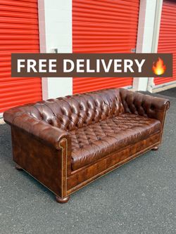 🔥 Vintage Genuine Leather Chesterfield Sofa – Excellent Condition 🔥