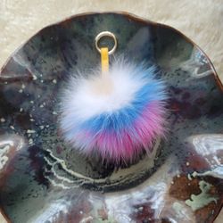 7" Eleven Color Genuine Fur Pom Pom Keychain + Fur Freebie 